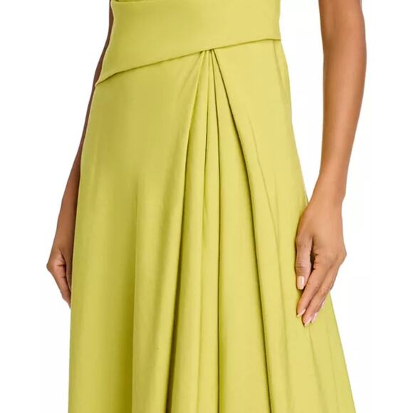 Lafayette 148 New Yok Silk Linen Drape Front Asymmetric Dress Green Size 8 NWT - Picture 6 of 15